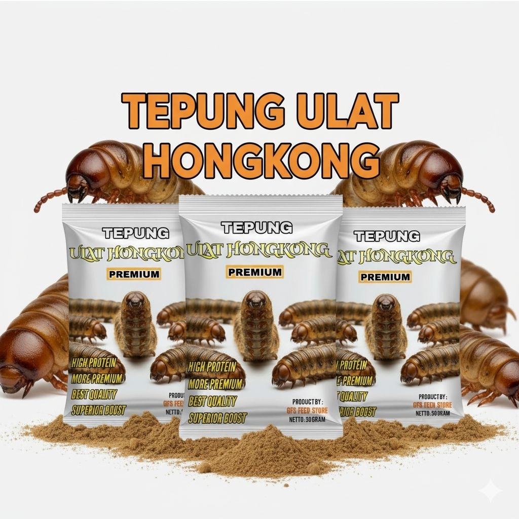 Tepung Ulat Hongkong Premium Pakan ikan burung reptil