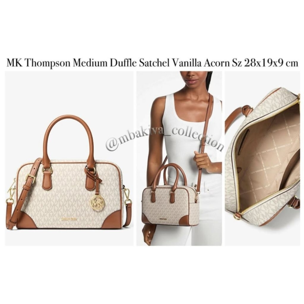 MK Thompson Medium Duffle Satchel Vanilla Acorn