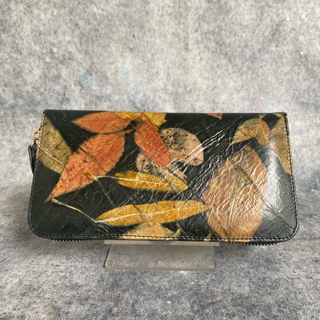 AA LEATHER Dompet wanita panjang domba motif ecoprint