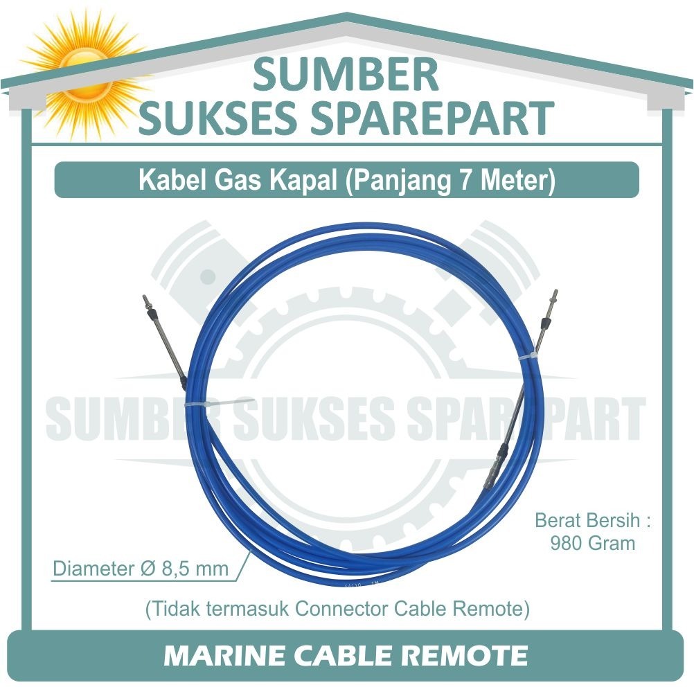 7 METER MARINE CABLE REMOTE / KABEL GAS MESIN KAPAL / TALI GAS KAPAL