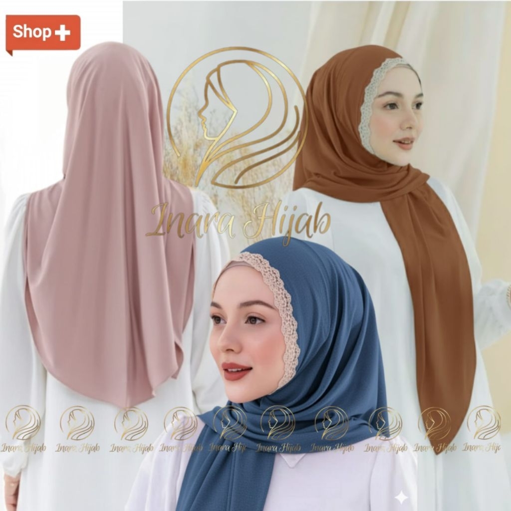 Hijab Segitiga renda instan jersey premium | Jersey Segitiga Hijab Instan renda