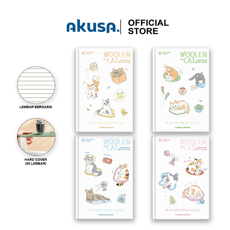 AKUSA Hard Cover Book A5 Note Book Buku Catatan Aesthetic Journal Book Diary Kertas Anti Tembus HCB0