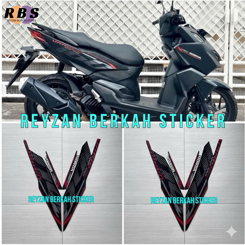 STIKER STRIPING LIS LES BODY HONDA VARIO 160 NEW 2023 2024 HITAM DOFF