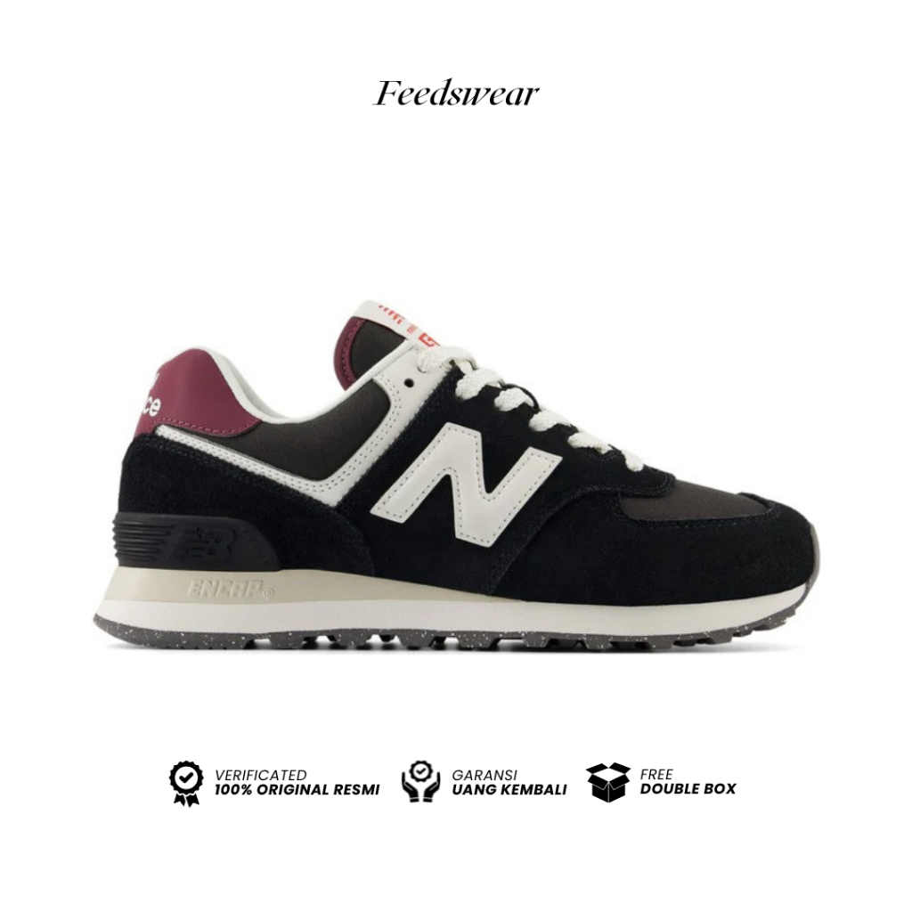 New Balance 574 'Black White Maroon' (WL574WBE)