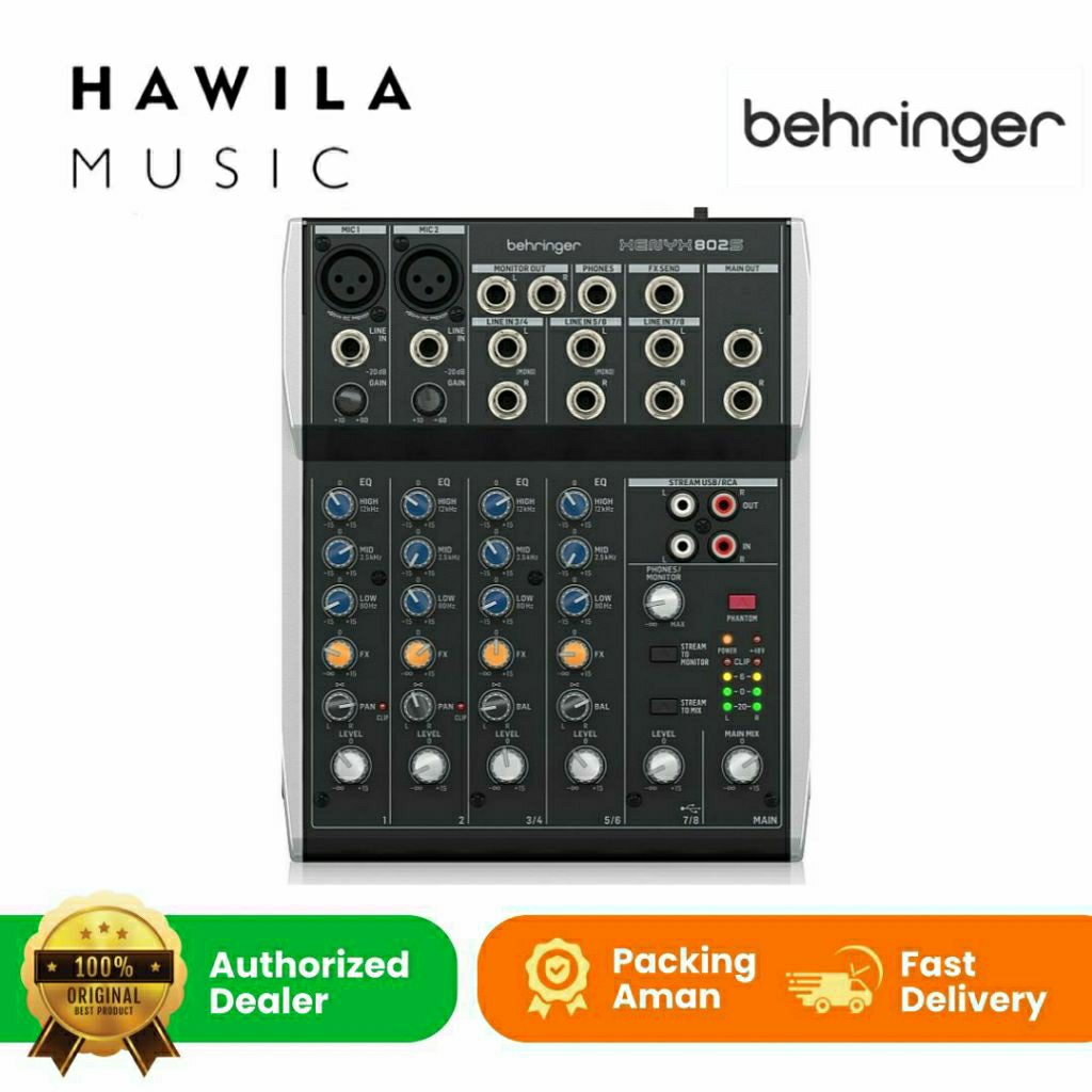 Audio Mixer Behringer Xenyx 802S Xenyx802S 8 input With USB Streaming Podcast Recording