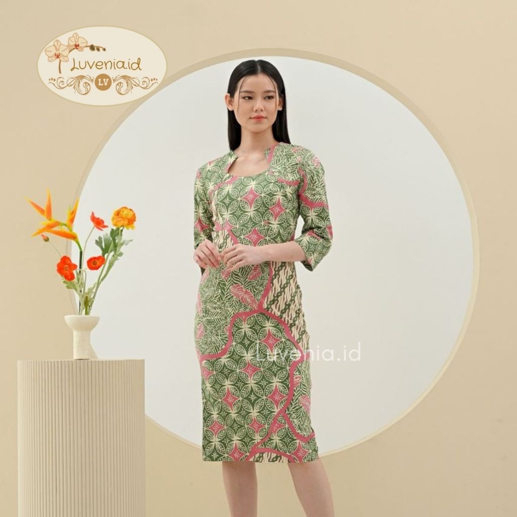 Dress Batik Wanita 322P UBI - Batik Modern / Batik Wanita / Dress Span / Batik Couple / Seragam Bati