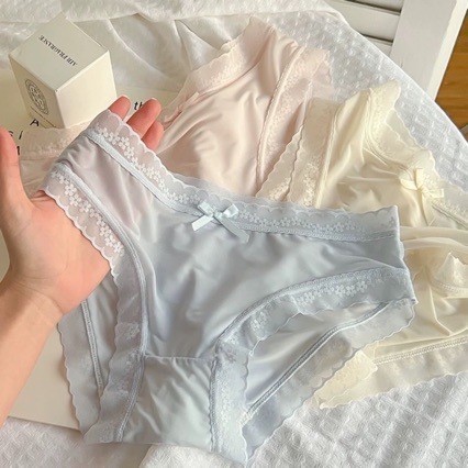 CLICKBRA | CD2173 CD Celana Dalam Fashion Wanita Cantik Lace Renda Motif Pita Pastel Halus Cewek