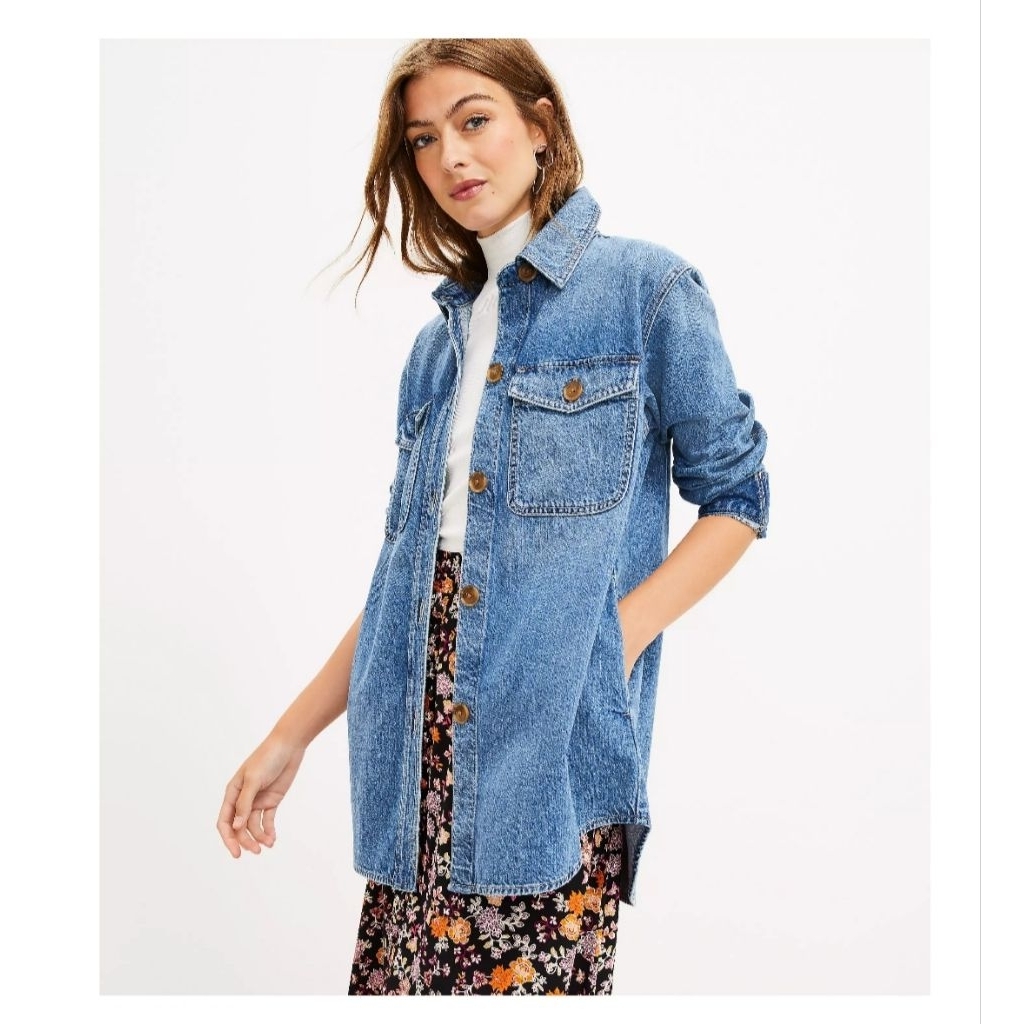 Petite Denim Shirt Jacket Original Sisa Export