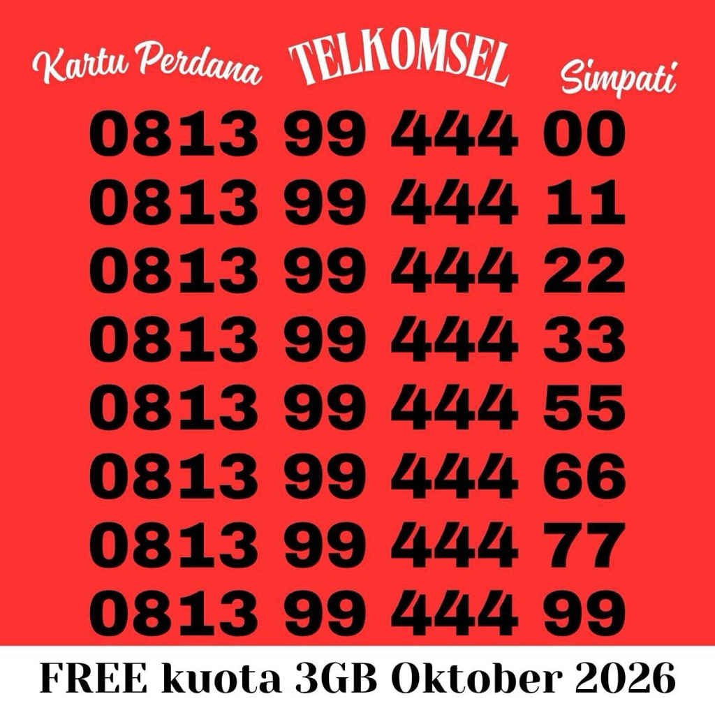 [FREE KUOTA 3GB oktober 2026] kartu perdana simpati telkomsel prabayar nomor cantik murah kuota inte