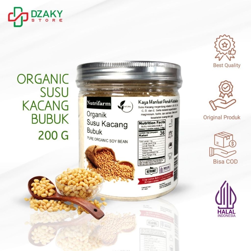 SUSU KACANG KEDELAI TANPA GULA BUBUK MURNI / KACANG KEDELAI BUBUK SANGRAI 200G / SOY BEAN MILK POWDE