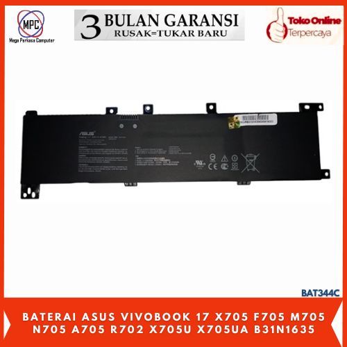 Baterai B31N163 ASUS VivoBook Pro 17 A705U A705UA X705UA X705UB X705NA X705NC X705MA X705UF X705UN F