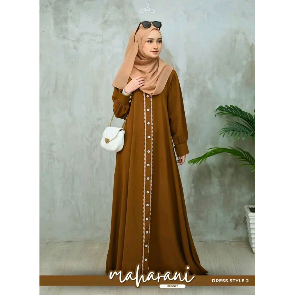 Gamis Crinkle Polos list Renda MAHARANI dress by ANB Fashion READY size S Style 2