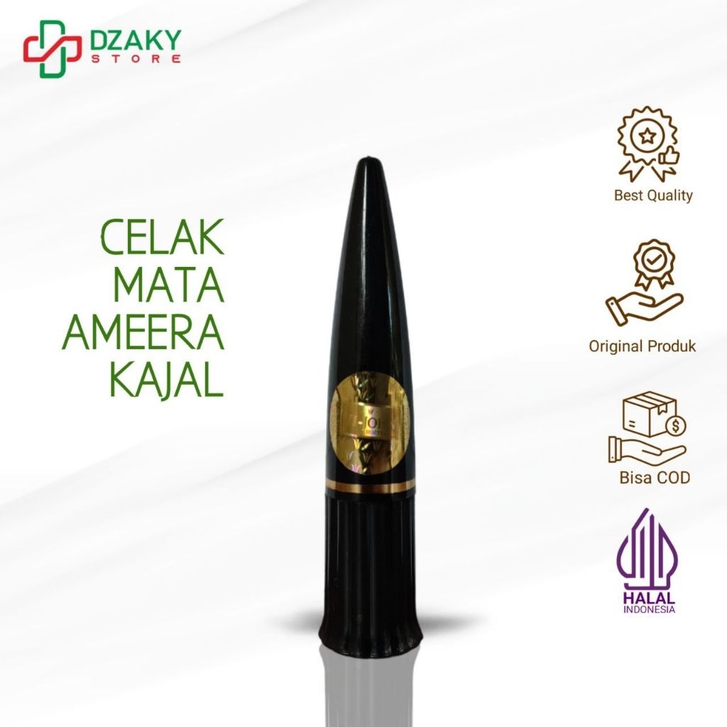 Celak Mata Ameerah Kajal Dengan Sensasi Mint Waterproof Anti Air Hasil Hitam Diwajah Dari Bahan Herb