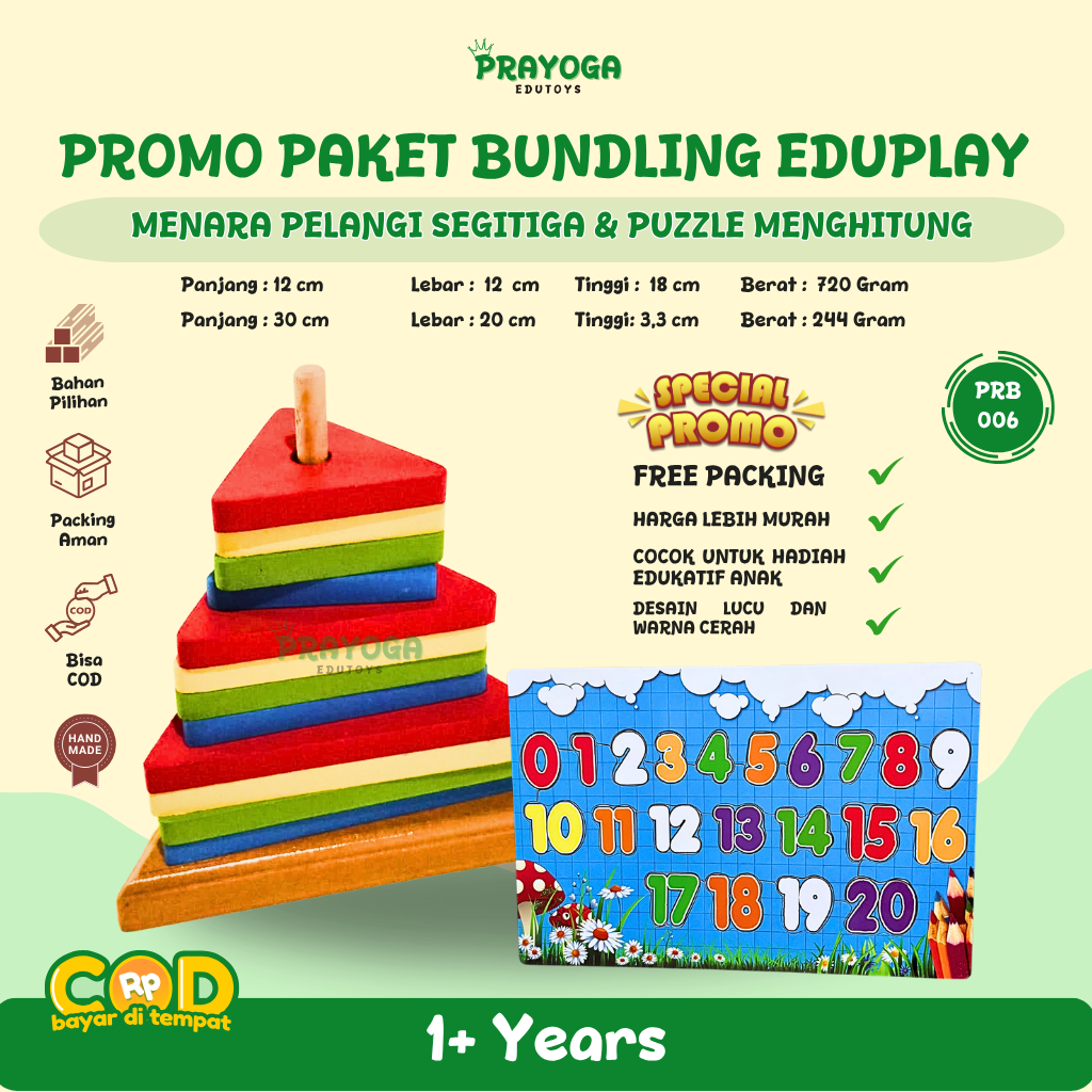 Paket Bundling Eduplay Menara Segitiga & Puzzle Menghitung_Mainan Edukasi Puzzle Anak_Mainan Edukasi