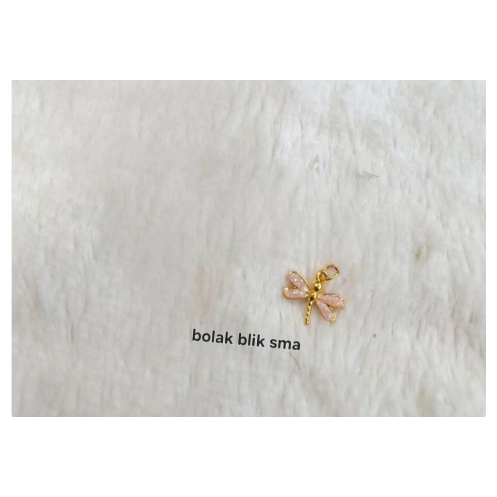 Liontin emas 24k capung pink