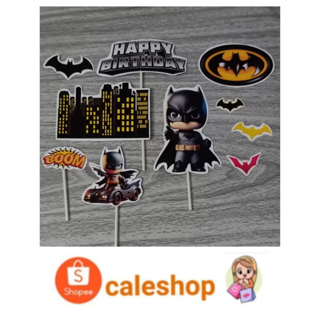 Topper Kertas / Toper Kue Ulang Tahun Anak Karakter / Hiasan Kue Batman