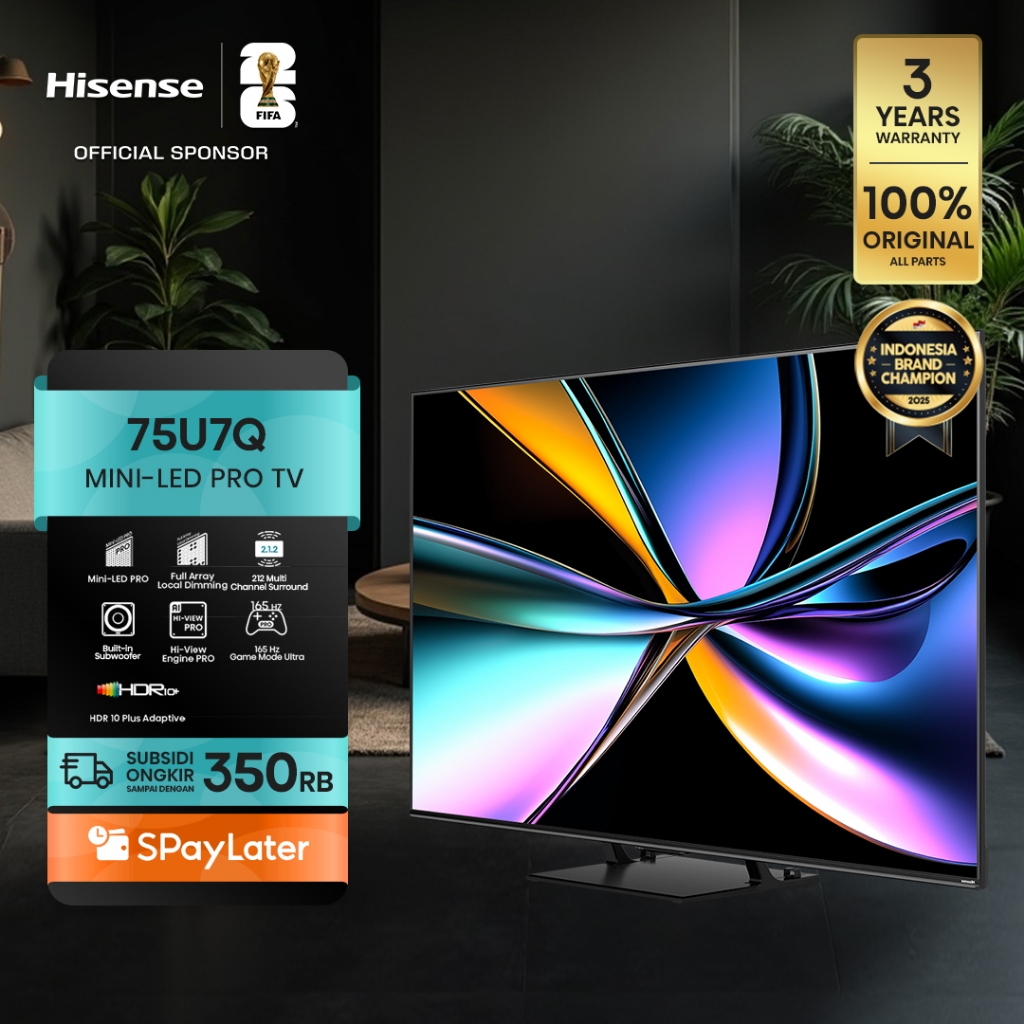 Hisense TV 75U7Q Vidaa Smart TV ULED MiniLED Pro 75 inch Hi View AI Engine Pro 165Hz Game Mode Ultra