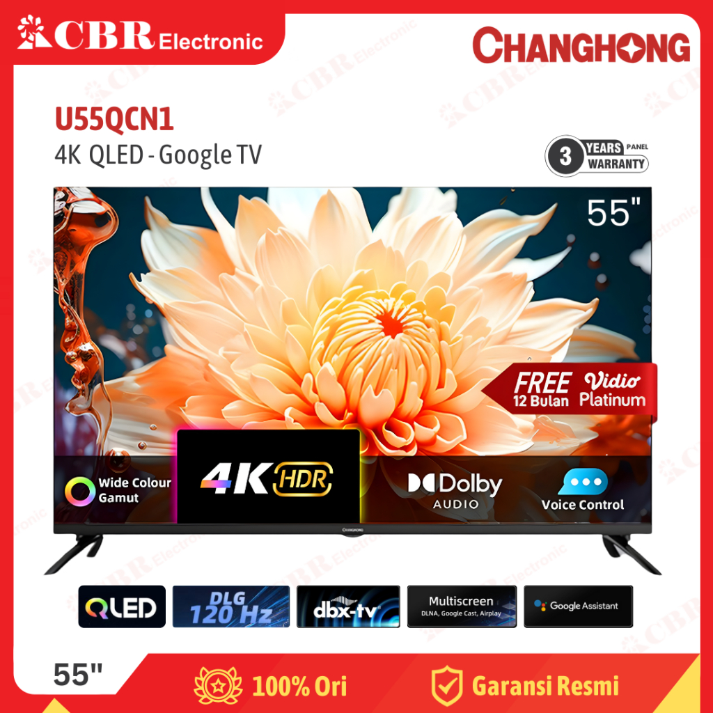 TV CHANGHONG 55 Inch LED U55QCN1 (4K QLED  – Google TV)