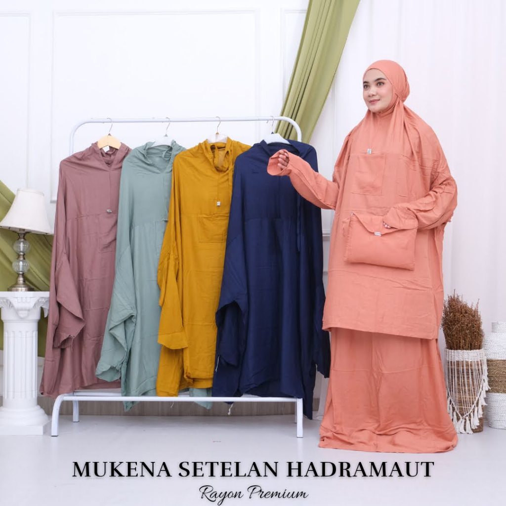 Mukena Setelan Hadramaut Polos | Rayon Premium