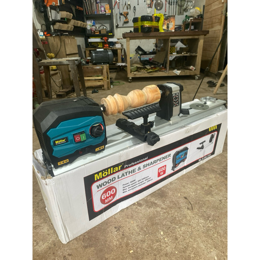 mollar wood lathe & sharpener mesin bubut kayu bekas review