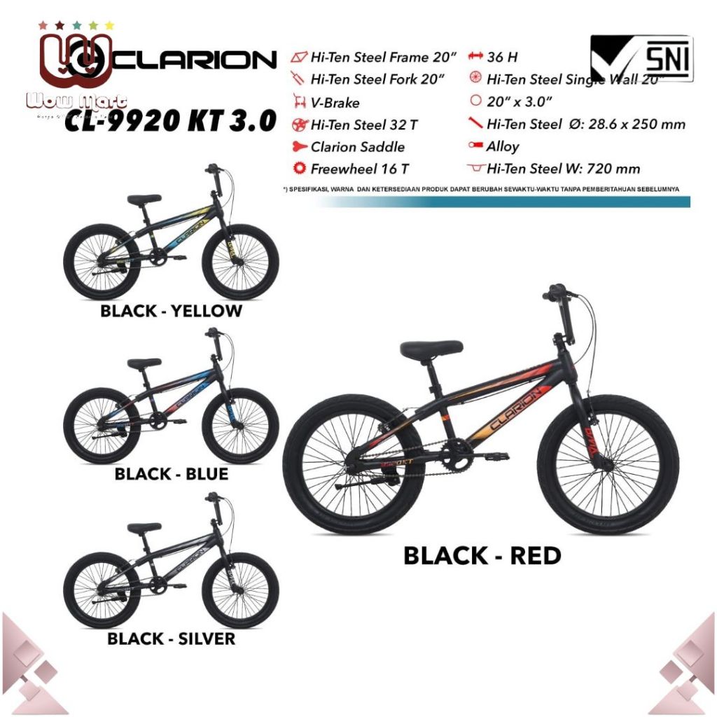 9920 Clarion 6601 Limitless BMX Kids Bicycle // Sepeda BMX BIKE Roda Dua Anak Ban Jumbo 3.0 20 Inch 