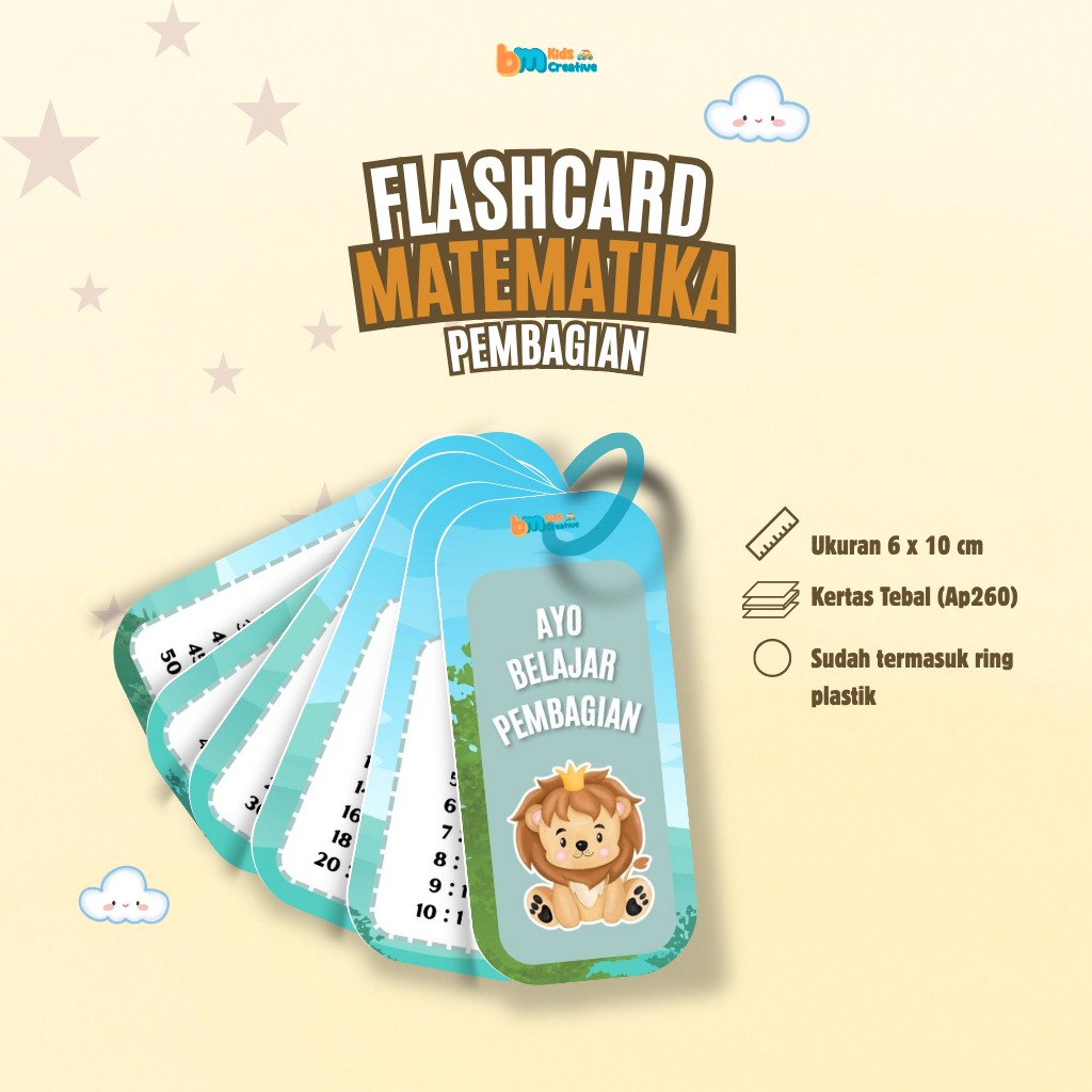 Flashcard Tabel Perkalian, Pembagian, Penjumlahan, dan Pengurangan