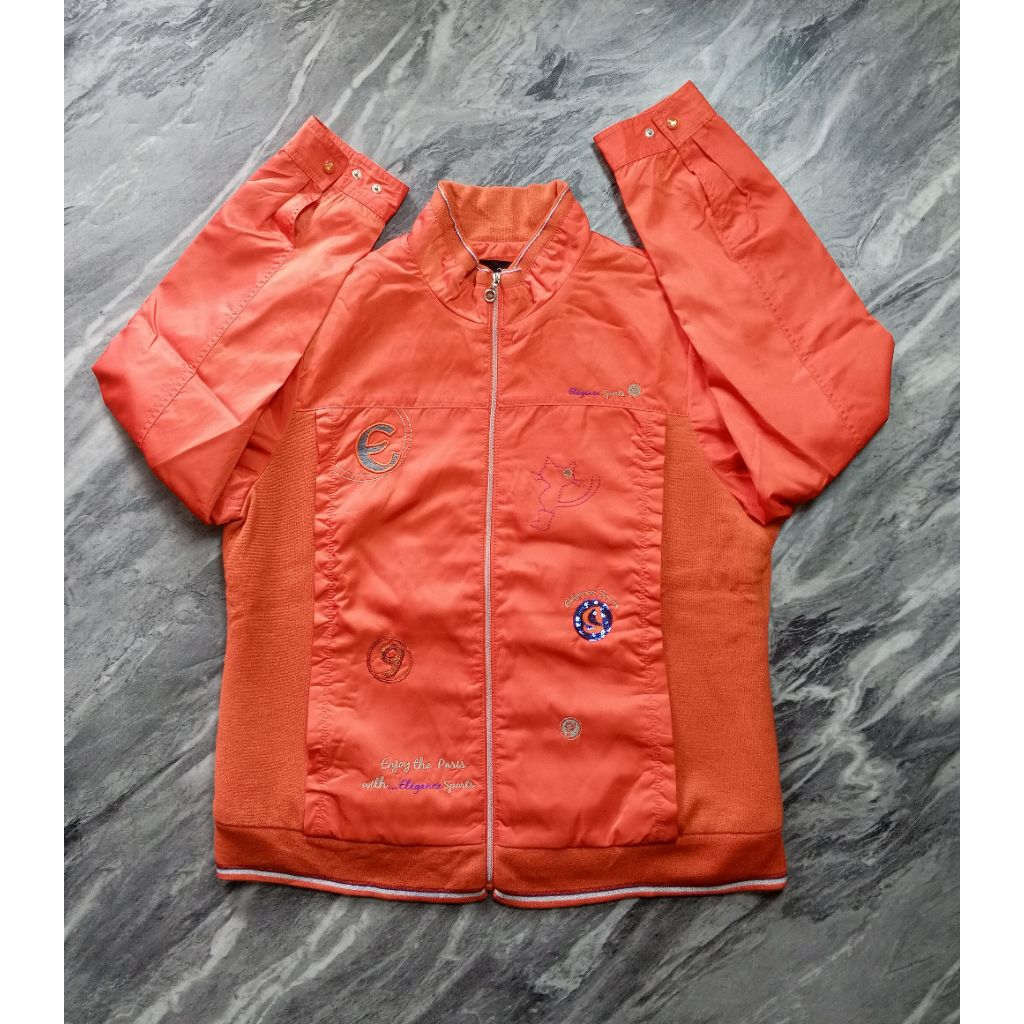 ‎Jaket Elegance sports outdoor bomber hangout sport motoran unisex oranye branded