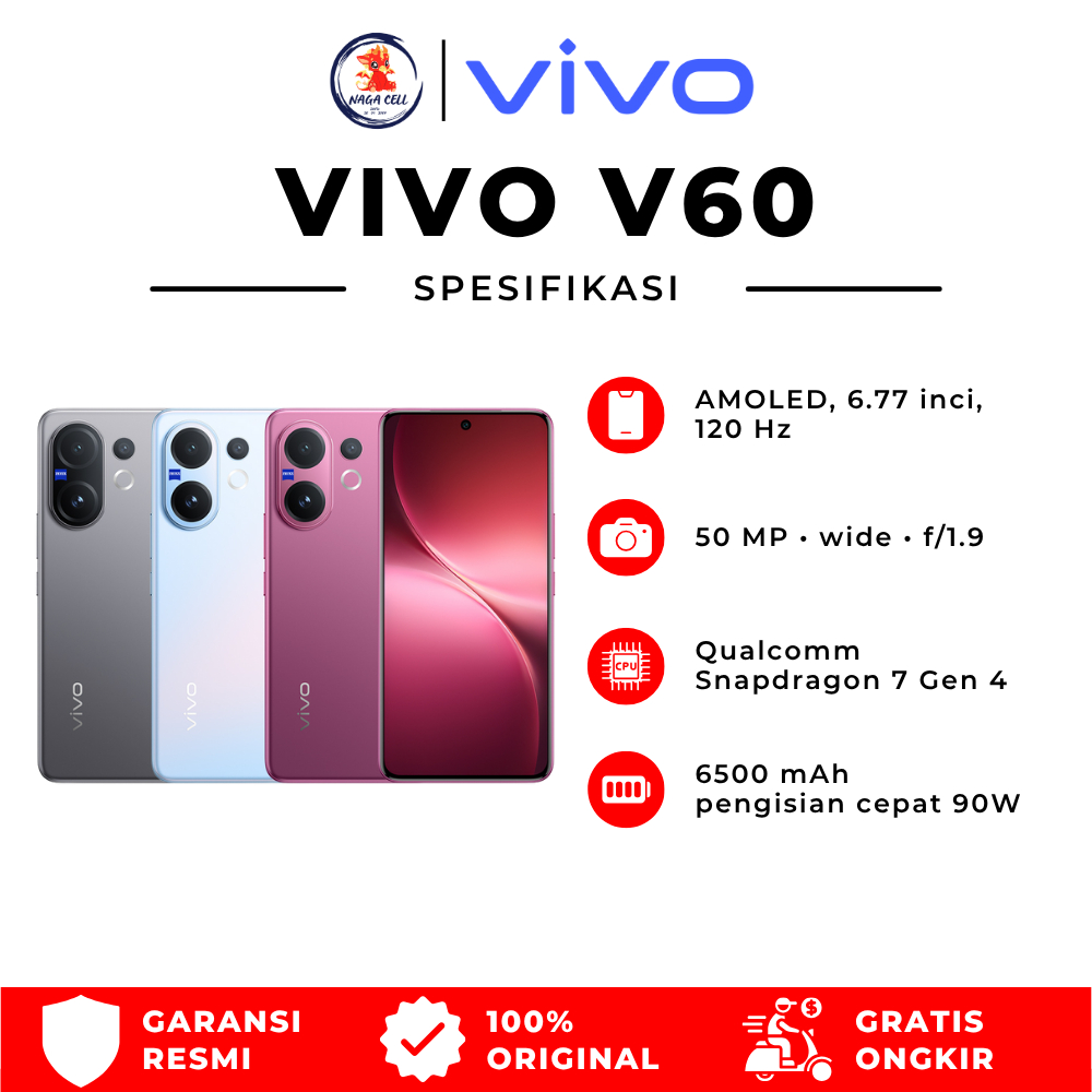 vivo V60 5G 8/256GB 12/256GB 12/512GB 10x Zoom Telephoto, ZEISS Multifocal Potrait, Snapdragon 7 Gen