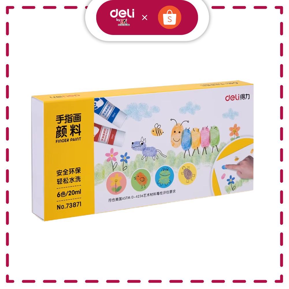 Deli Finger Painting 73871 6 Colors | Cat Finger Painting Anak | Cat Lukis Tangan Non-Toxic