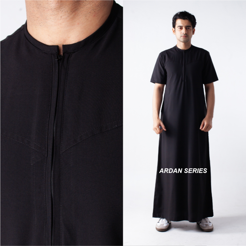 Sarimbit Studio - Jubah Thobe Gamis Pria Dewasa Slimfit Lengan Pendek Premium Ardan Series BY Hurim