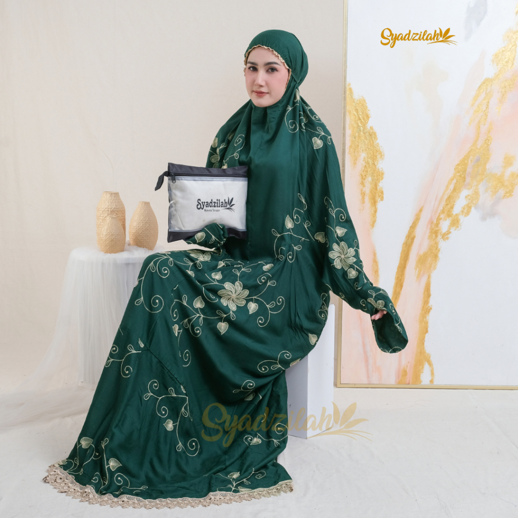 SYADZILAH - Mukena Terusan Dewasa Bordir Maryam Katun Rayon