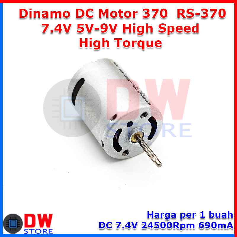Dinamo DC Motor RS370 RS 370 DC 7.4V 5V-9V 8.4V High Speed RPM High Torque Mini RC Car Baterai Lithi