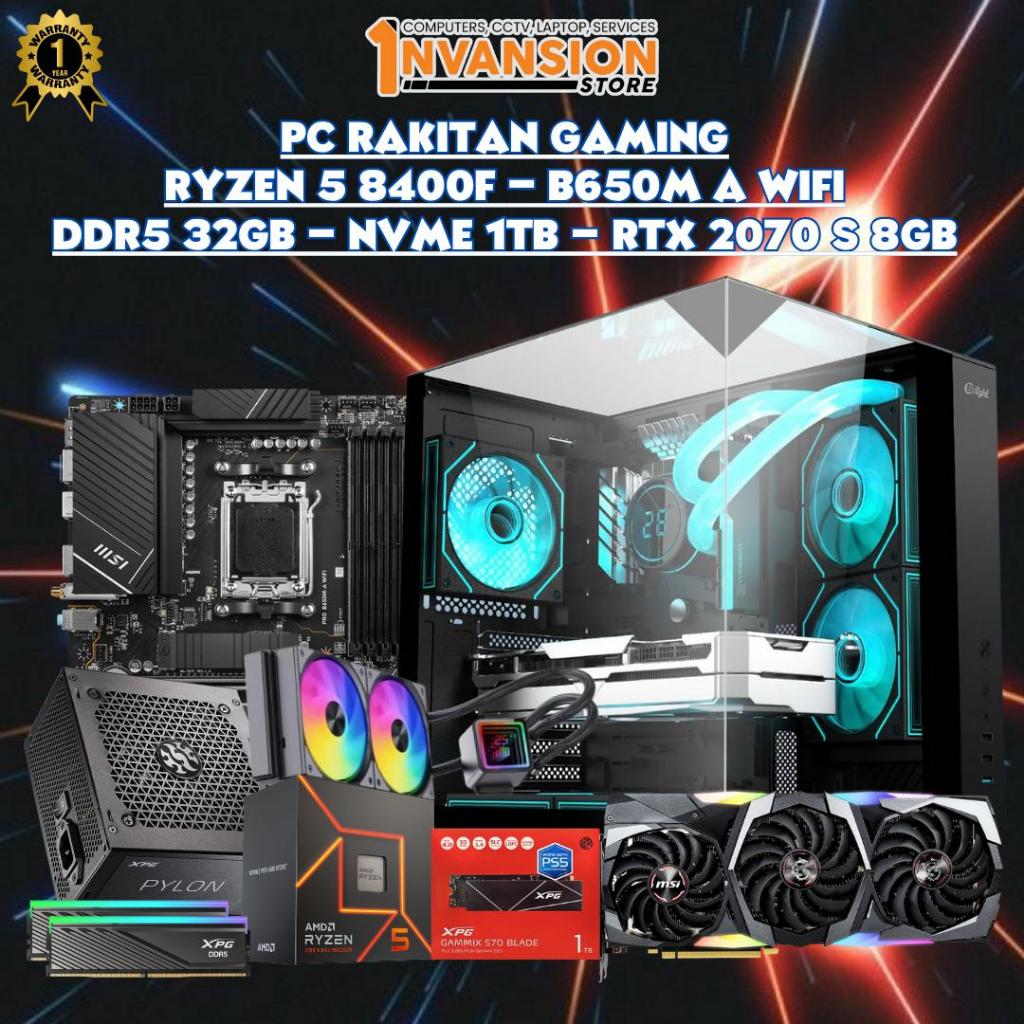 PC Rakitan AMD Ryzen 5 8400F | B650M A Wifi | Ram 32Gb DDR5 | Nvme 1Tb | VGA RTX 2070 Super 8GB