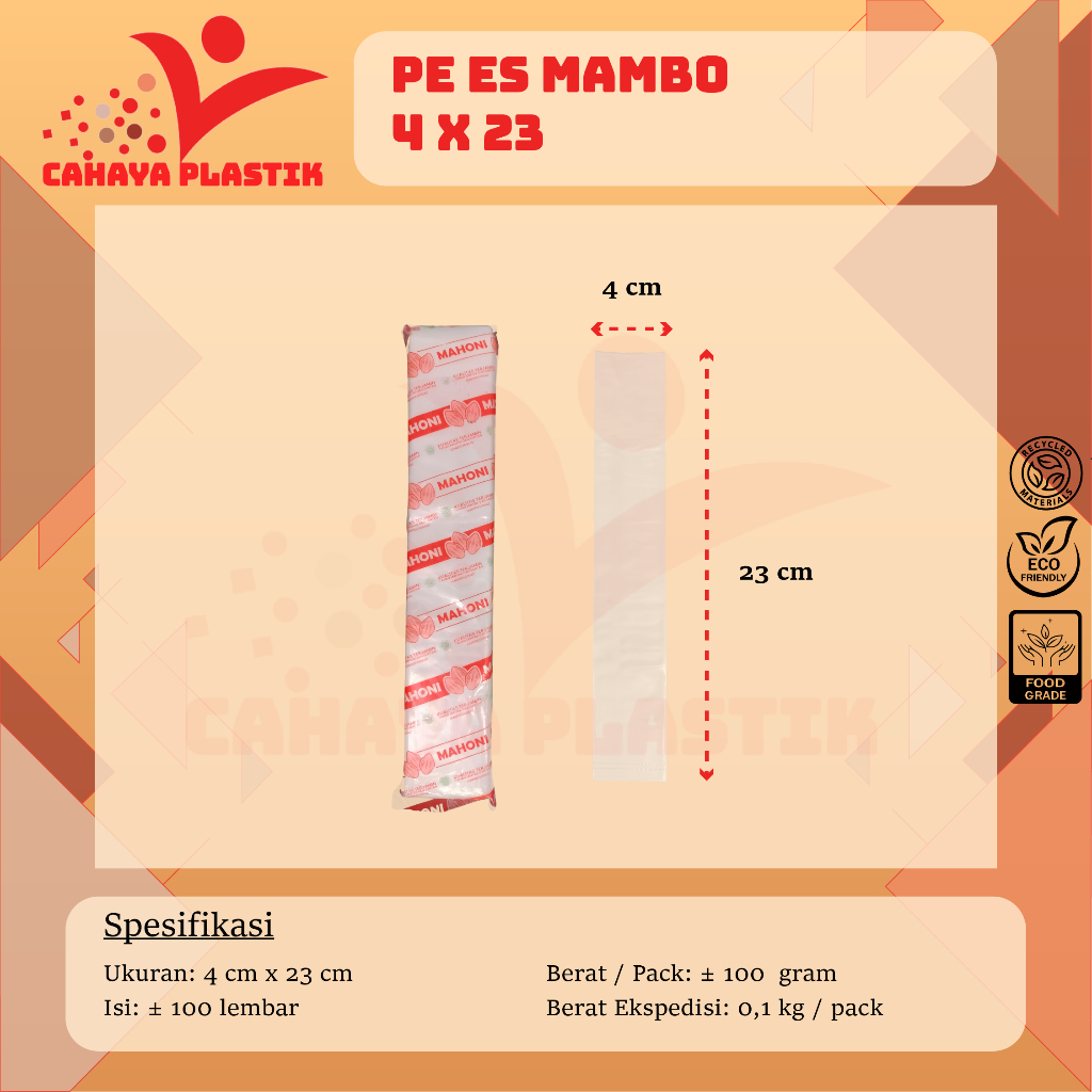 Plastik PE 4 x 23cm / 4,5 x 23cm / Plastik Es Mambo / Es Lilin / Plastik Sambal Ukuran 4x23 cm / 4,5