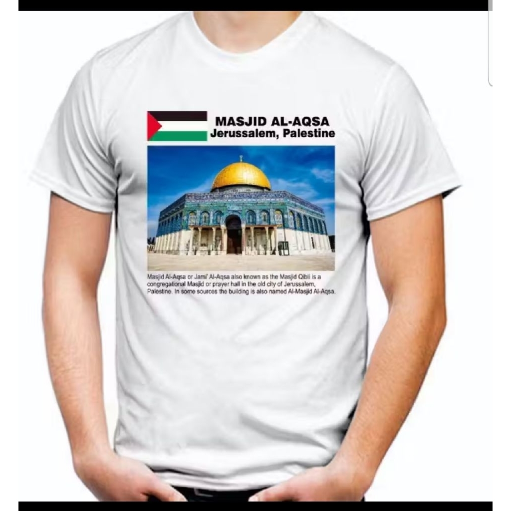 Kaos T shirt Masjid Al Aqsa Jerusalem Palestine palestina, kaos baju masjid Al Aqsa, kaos baju kota 