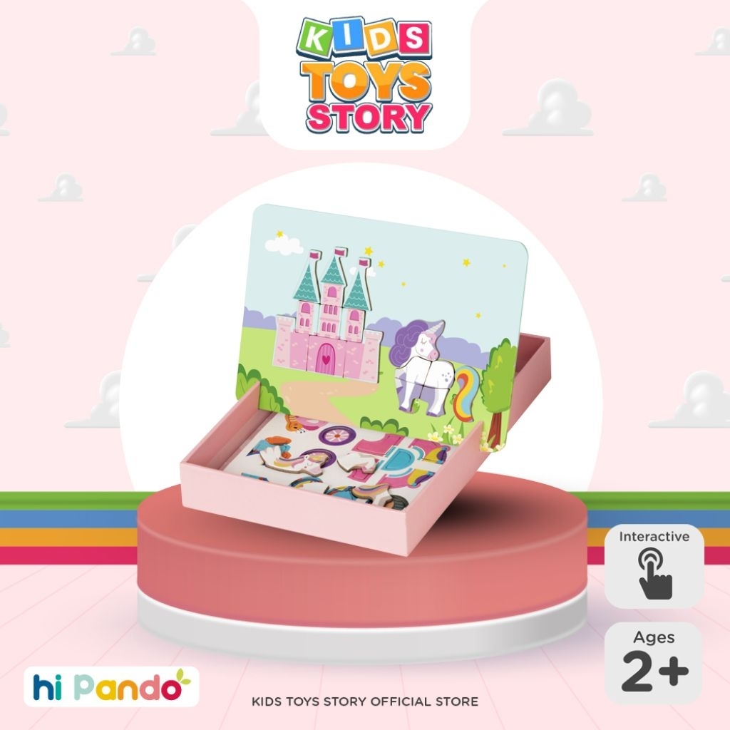Hi Pando Magnetic Box Unicorn Kayu Montessori - Mainan Puzzle Magnet Anak - Edukasi Imajinasi & Moto