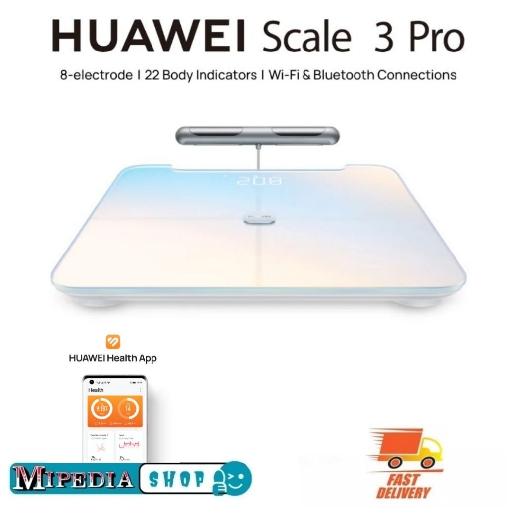 Huawei Scale 3 Pro 8 Elektroda WiFi Bluetooth Smart Body Fat Scale Timbangan Digital