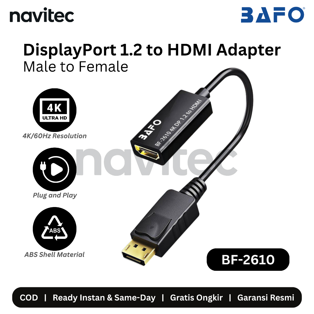 BAFO DisplayPort (DP) to HDMI Adapter Konverter Converter 4K BF-2610 BF2610