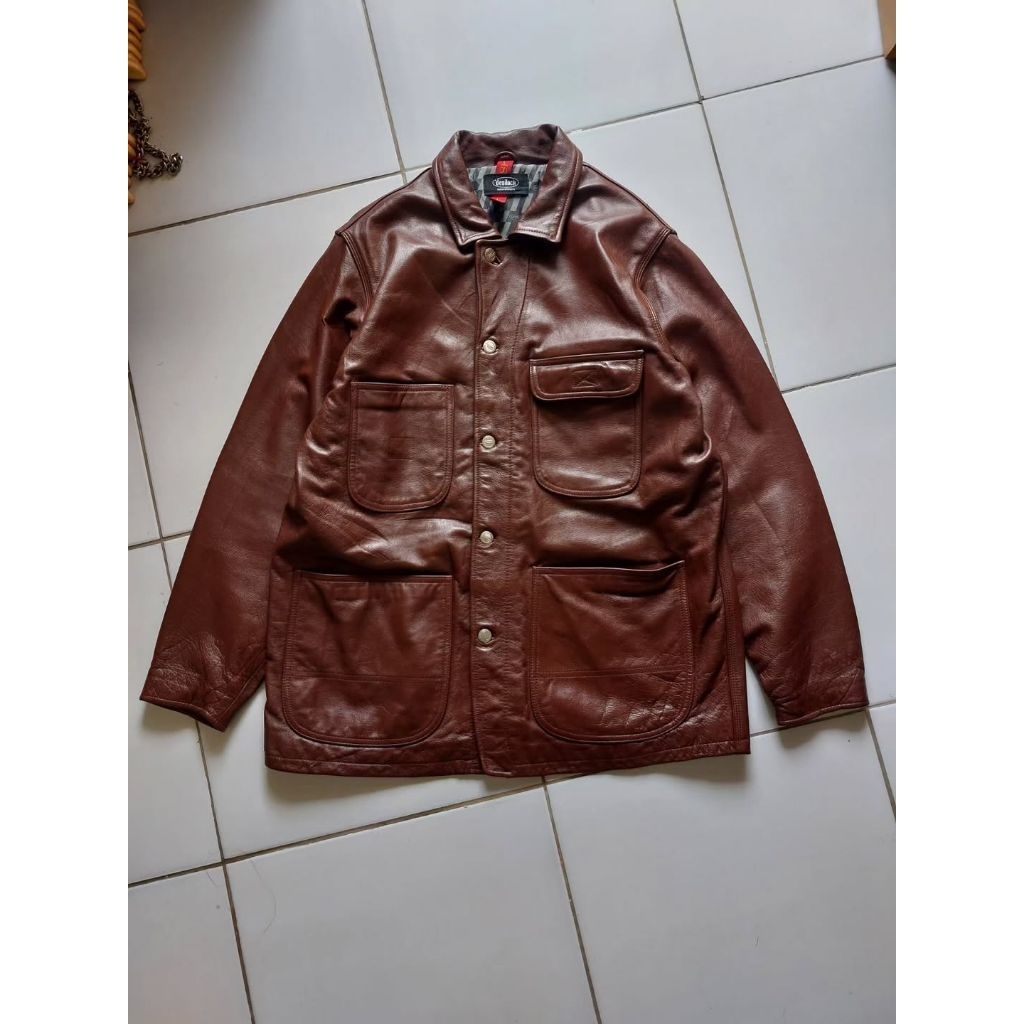 Devilock Jaket Kulit Chore Jacket Leather Military Coverall Vintage Classic Retro Rugged Style