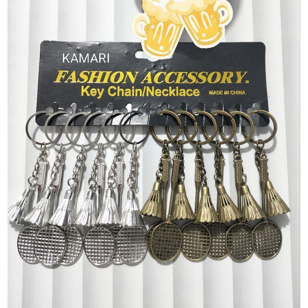 12 Pcs Gantungan Kunci Besi Raket/Cirikhas Badnton/Grosir