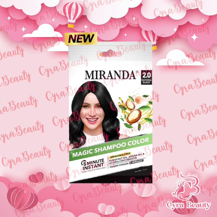 MIRANDA Magic Shampoo Color Sachet/Pewarna Rambut Instan- Black