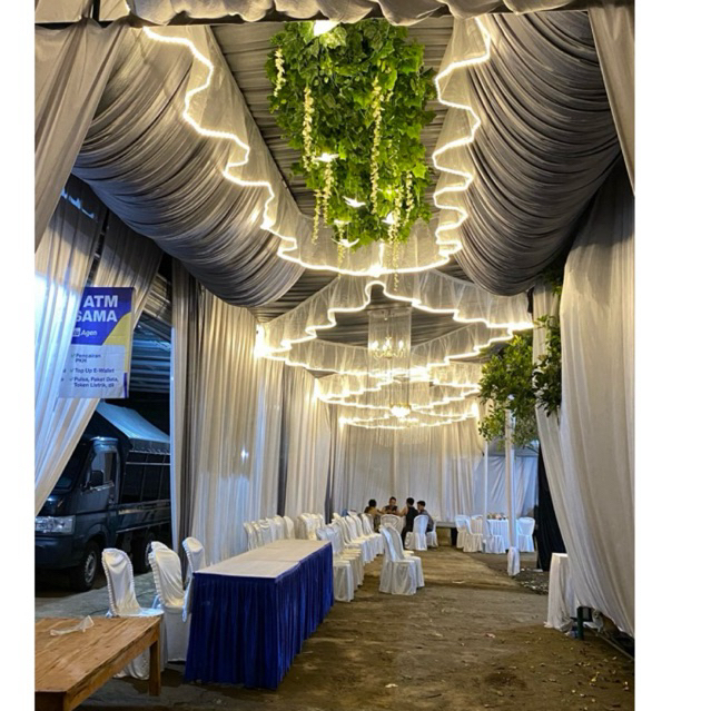 LAMPU SEKRITING UNTUK DEKORASI PLAFON TENDA PERNIKAHAN | bahan dari Kain Kaca Full LED Strip  weddin