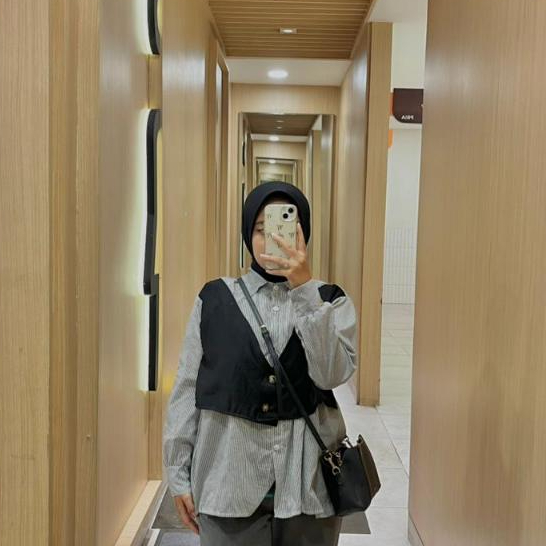 KEMEJA WANITA MIX VEST MOTIF SALUR WANITA HALDA / KEMAJA MIX VEST