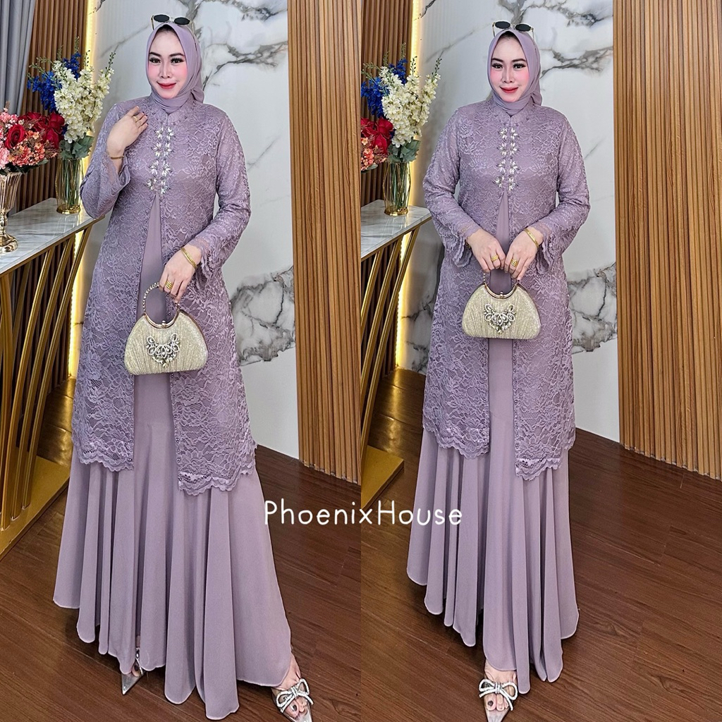 Luna dress | baju muslim | gamis pesta | dress muslim | gamis brukat | gamis payet | baju kondangan 
