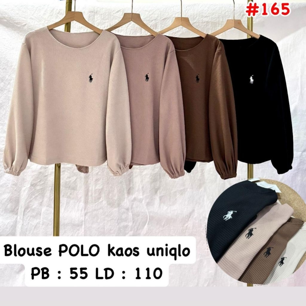 Blus POLO Kaos Uniqlo//Blus lengan panjang //pakian atasan wanita kekinian//cocok untuk tampilan seh