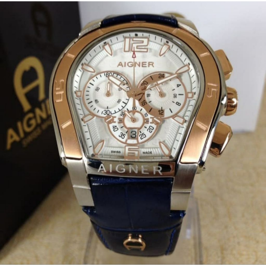 JAM TANGAN PRIA AIGNER PALERMO A58500 CRONOGRAPH TALI KULIT  - JAM TANGAN PRIA TALI KULIT HITAM - AI