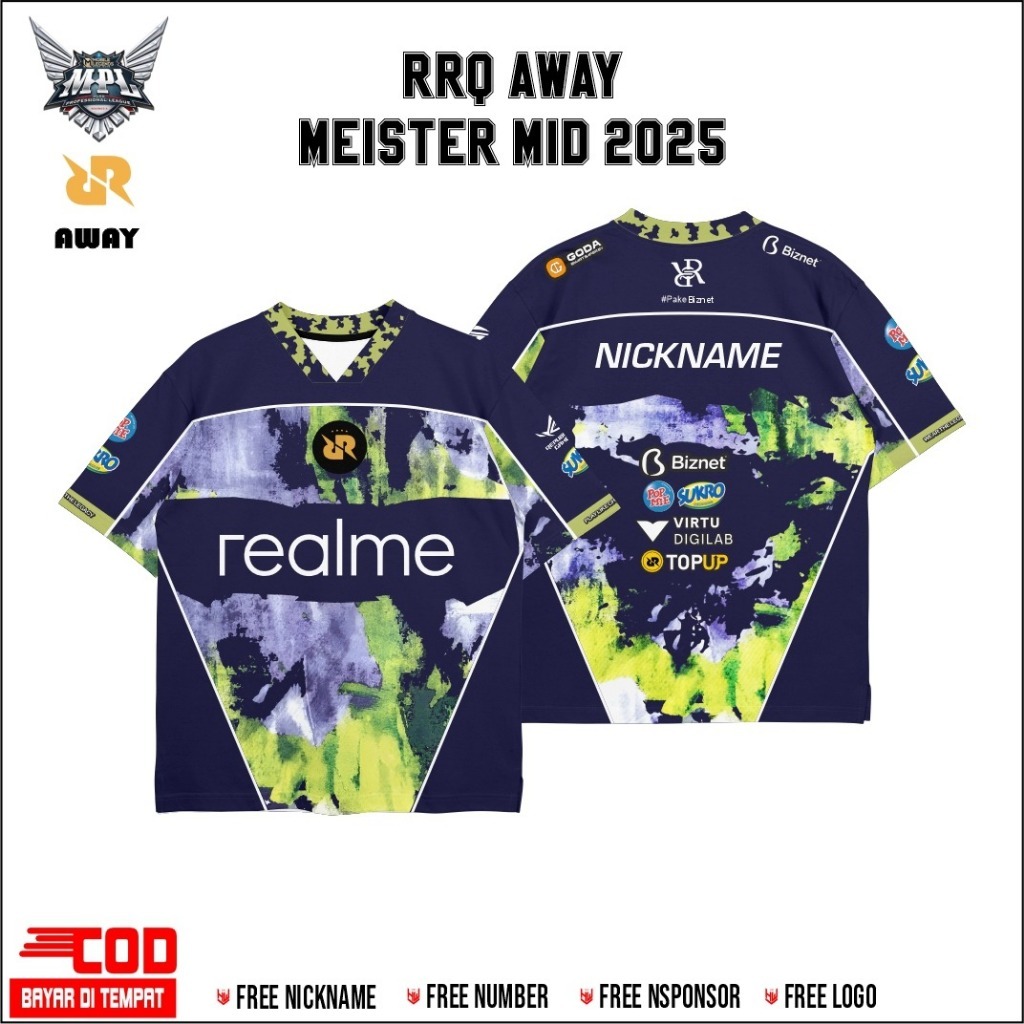 Jersey RRQ Meister Mid AWAY 2025  Terbaru  Home Gratis Pasang Nama Full Printing
