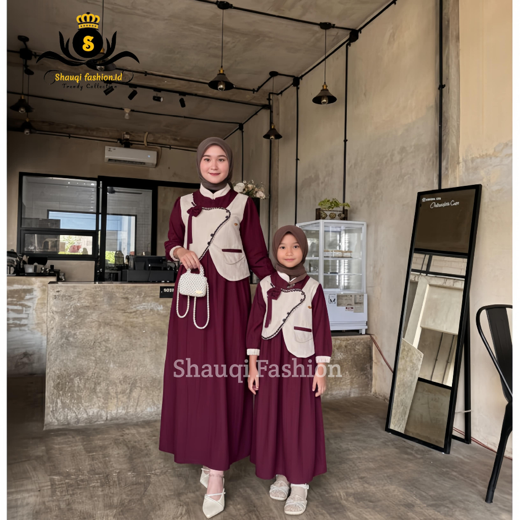Gamis Anak Perempuan Laura Couple Mom And Kids Dress Rompi Bahan Knit Premium