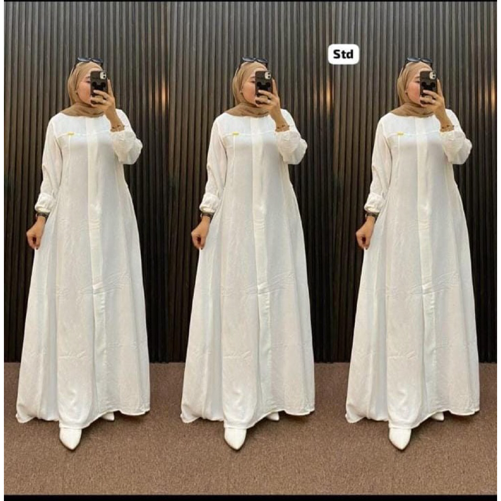 Gamis Pecah 8 Khusus hitam putih berbahan Katun TWILL & Crinkle