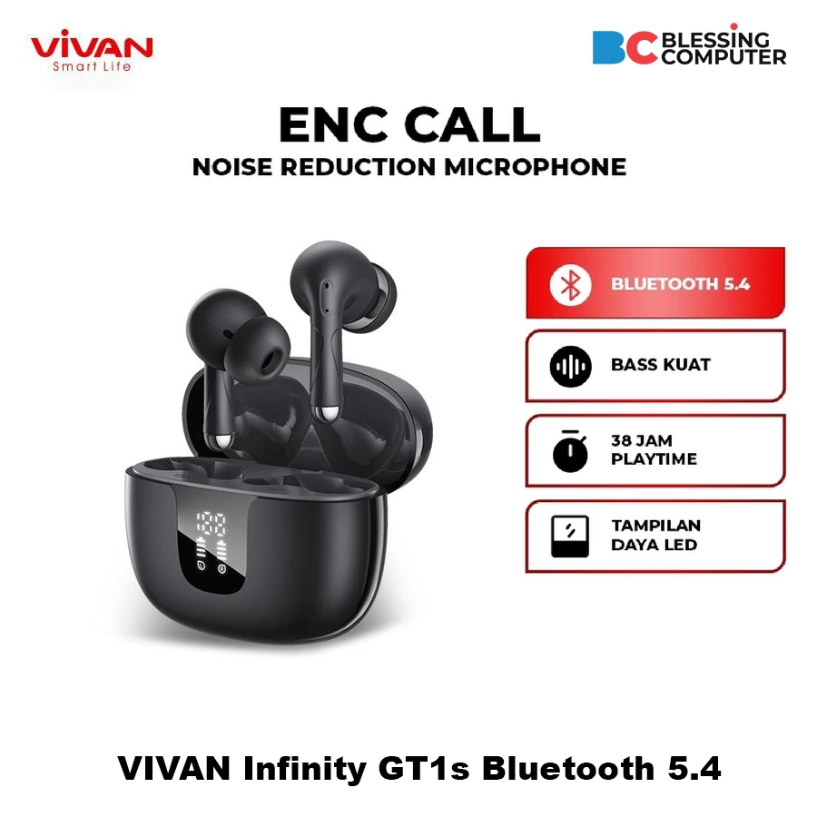 Earphone TWS VIVAN Infinity GT1s Bluetooth 5.4 Black